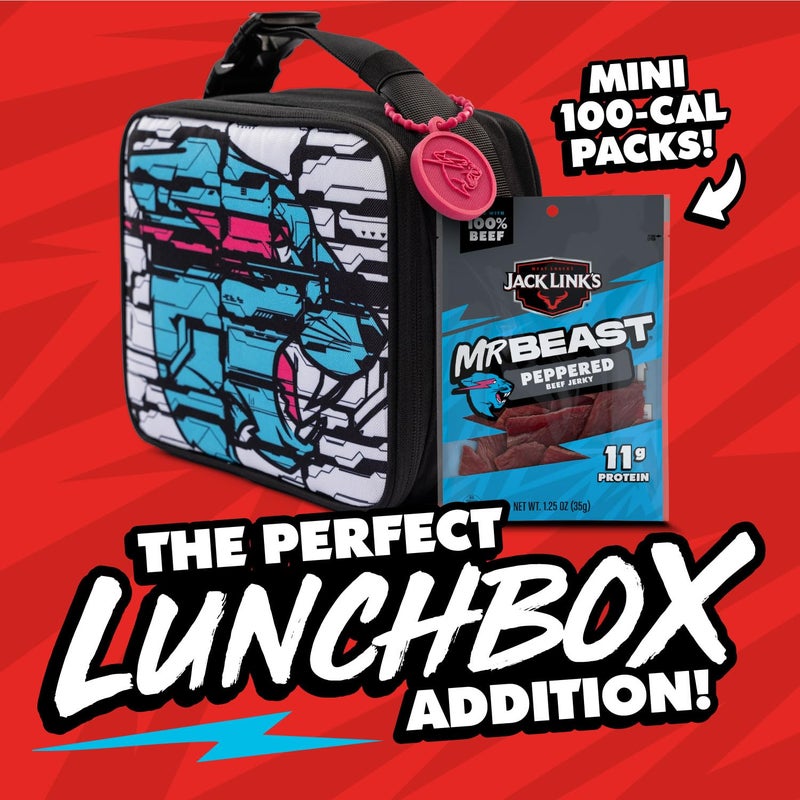 Jack Link's Jack Link’s x MrBeast Peppered Beef Jerky - 11g Protein per Serving, Made with 100% Real Beef, Pantry-Ready, Kids Snacks, Great Stocking Stuffers and Gifts, 10 Count of 1.25oz Bags - Image 5